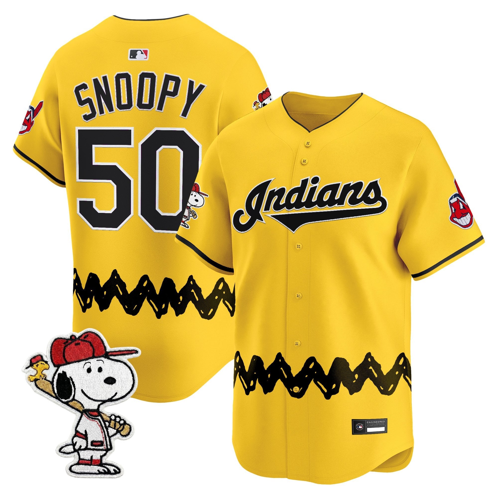 Men's Cleveland Indians x Peanuts Vapor Premier Limited Jersey - Stitched