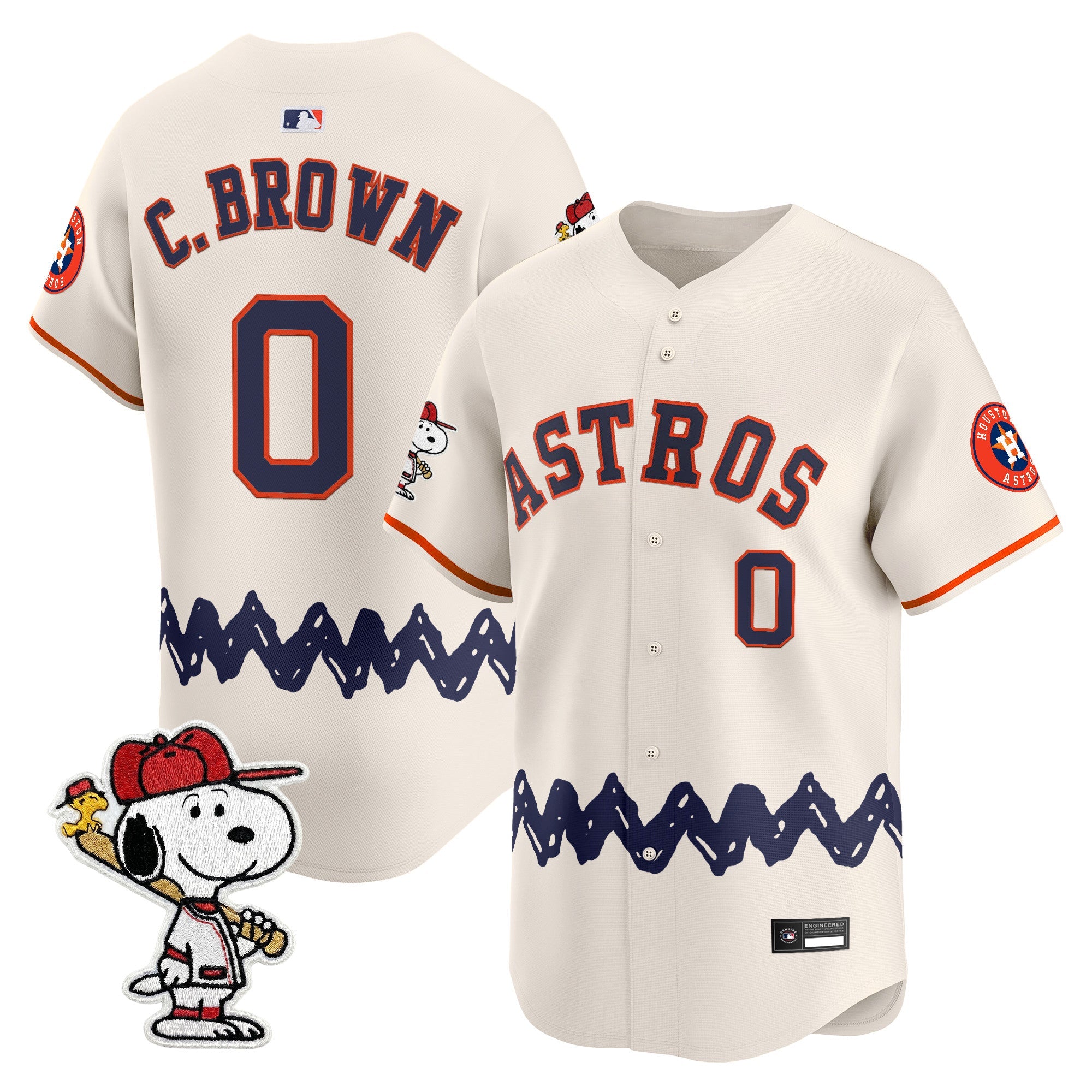 Men's Houston Astros x Peanuts Vapor Premier Limited Jersey - Stitched