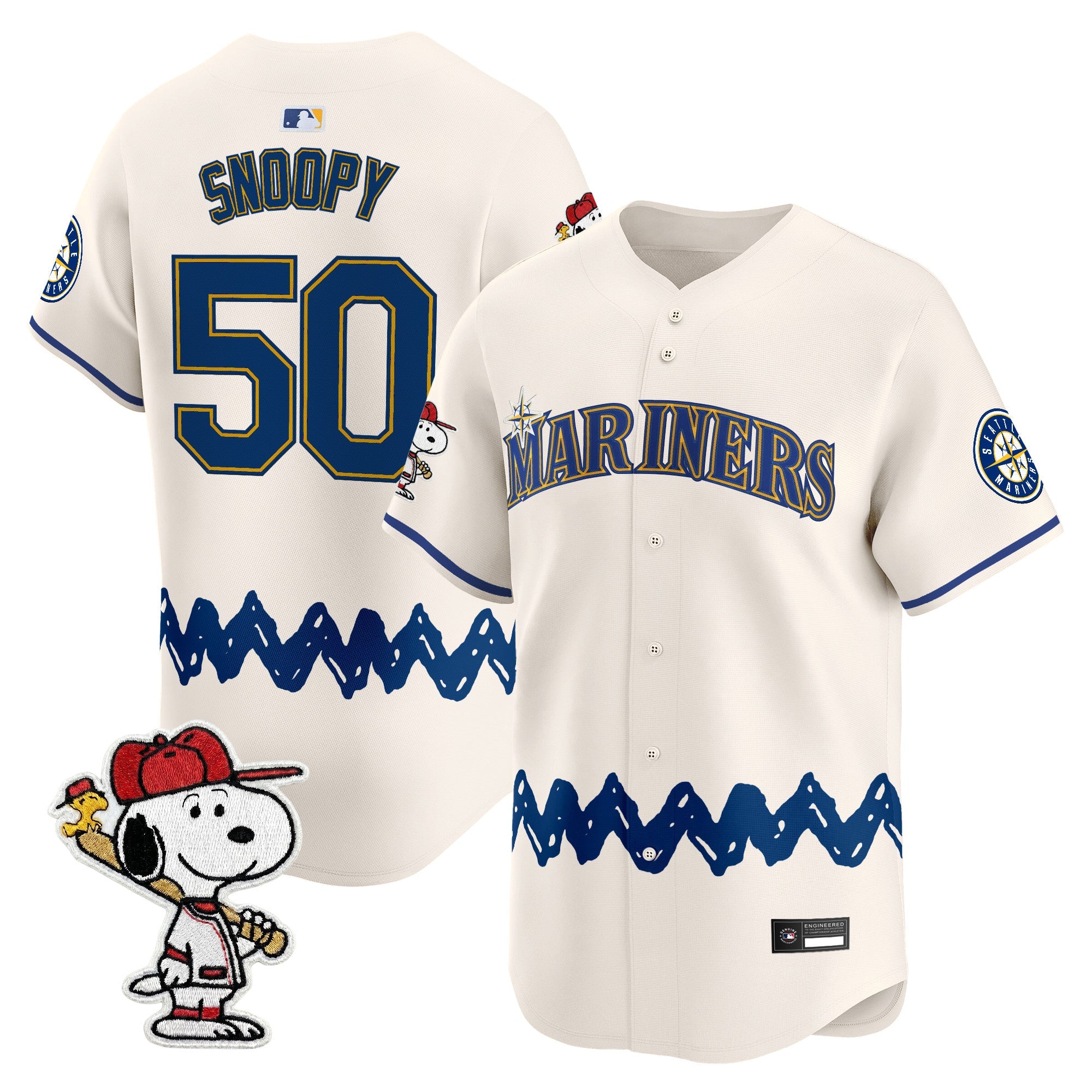 Men's Seattle Mariners x Peanuts Vapor Premier Limited Jersey - Stitched