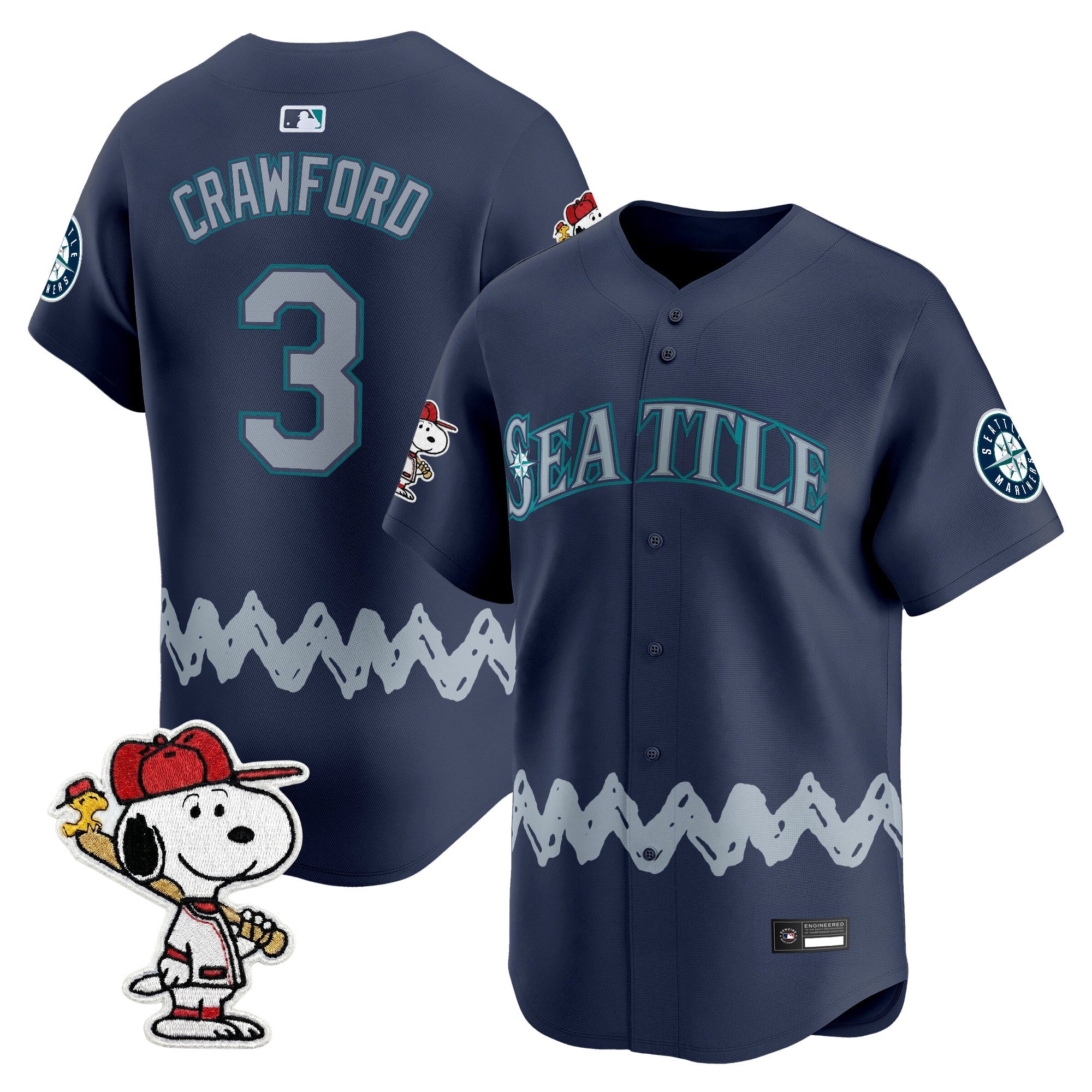 Men's Seattle Mariners x Peanuts Vapor Premier Limited Jersey - Stitched