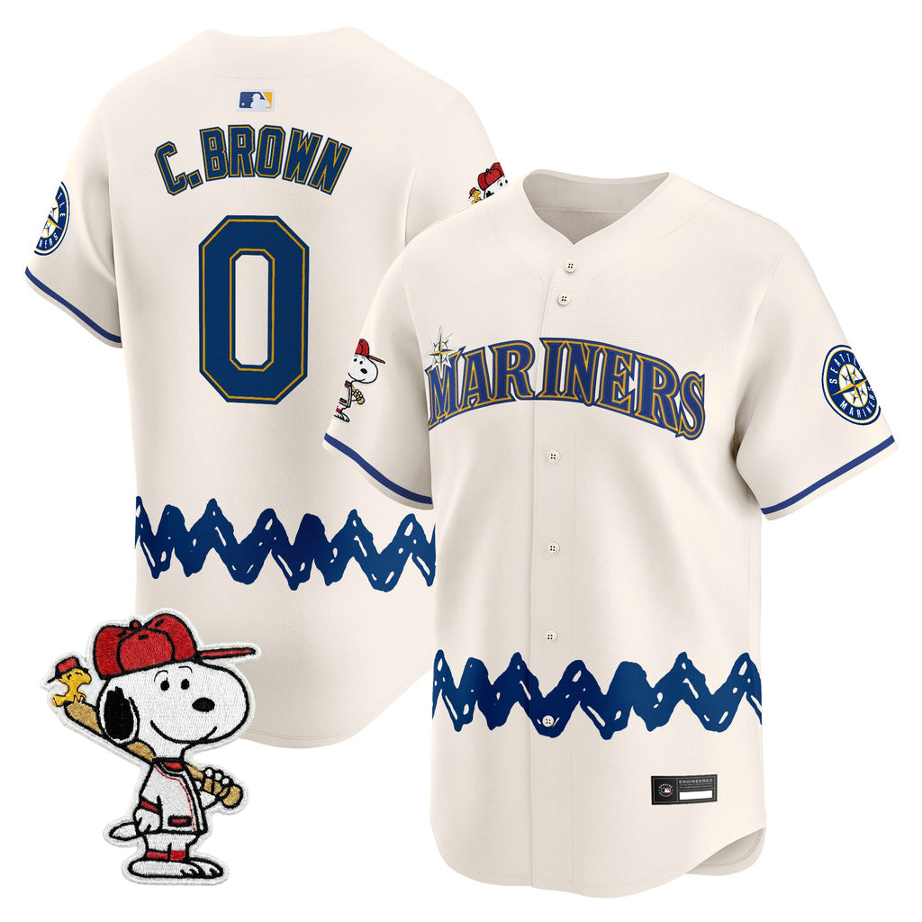 Men's Seattle Mariners x Peanuts Vapor Premier Limited Jersey - Stitched