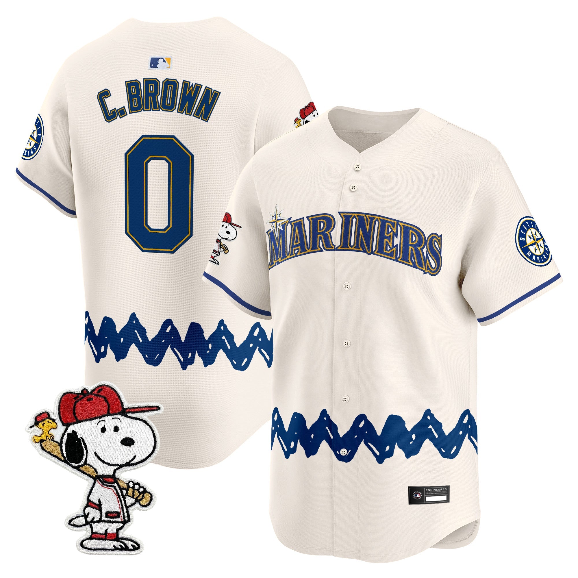 Men's Seattle Mariners x Peanuts Vapor Premier Limited Jersey - Stitched