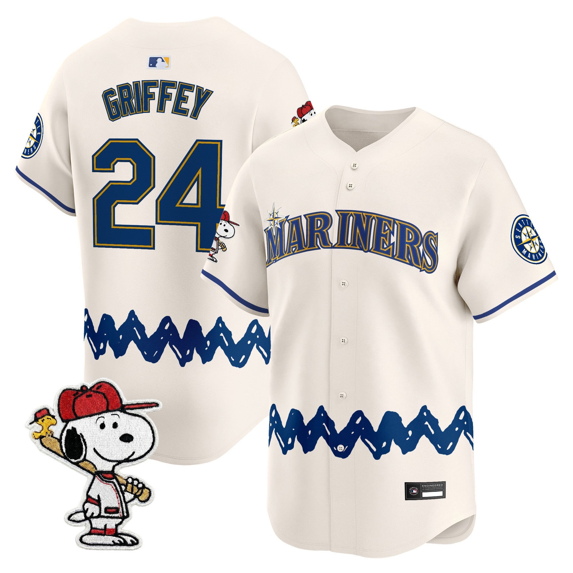 Men's Seattle Mariners x Peanuts Vapor Premier Limited Jersey - Stitched
