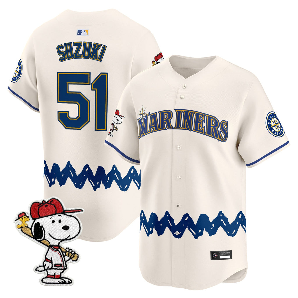 Men's Seattle Mariners x Peanuts Vapor Premier Limited Jersey - Stitched