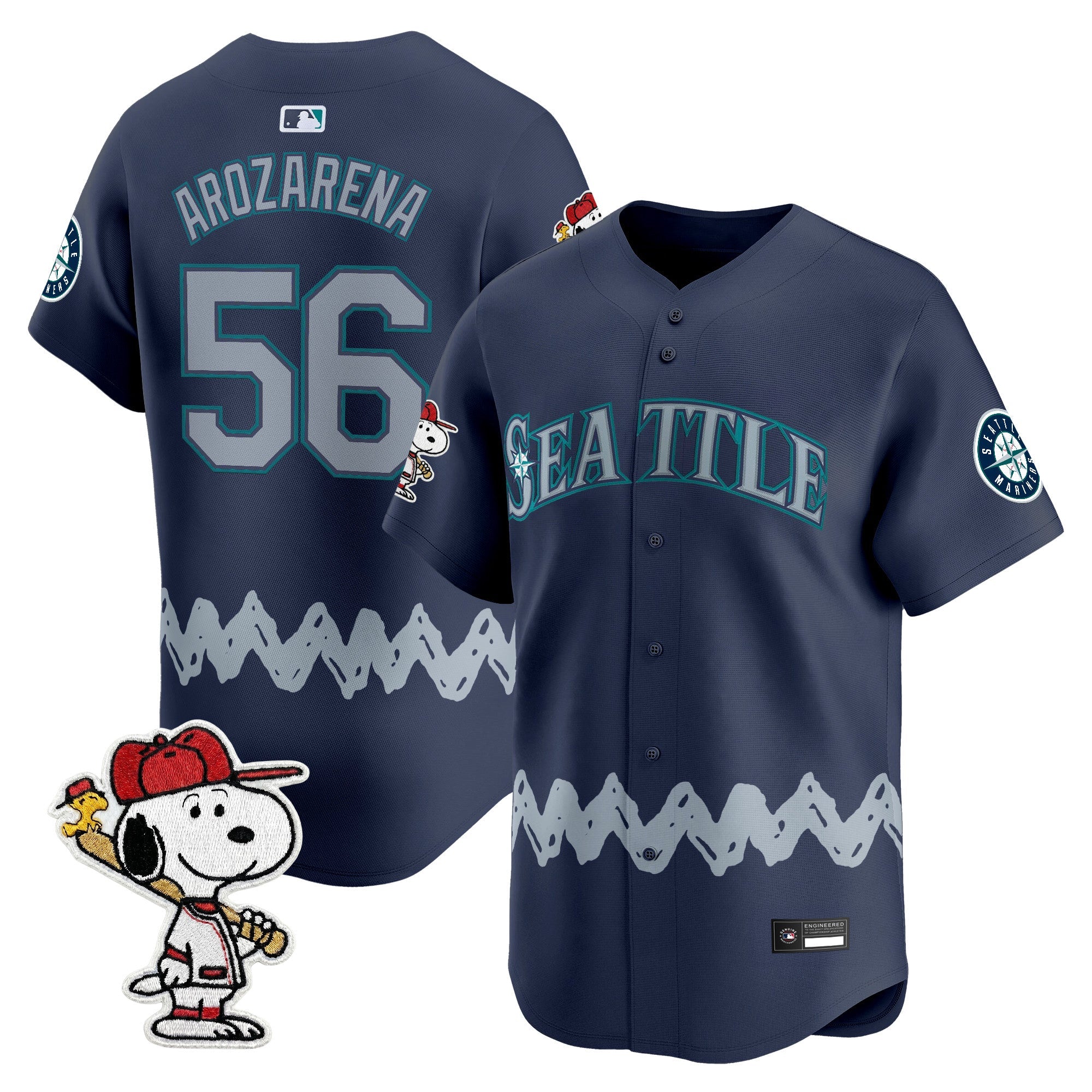 Men's Seattle Mariners x Peanuts Vapor Premier Limited Jersey - Stitched
