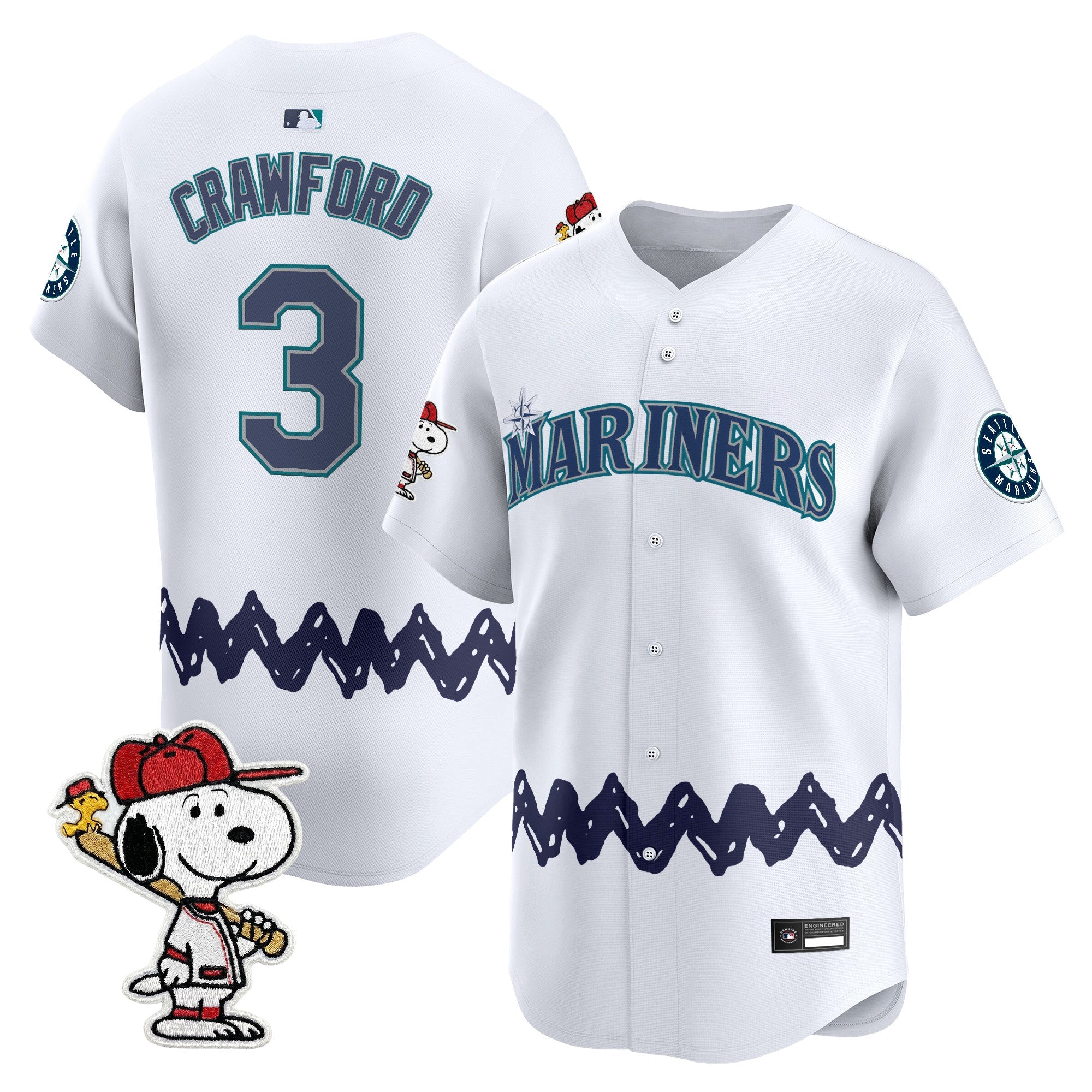 Men's Seattle Mariners x Peanuts Vapor Premier Limited Jersey - Stitched