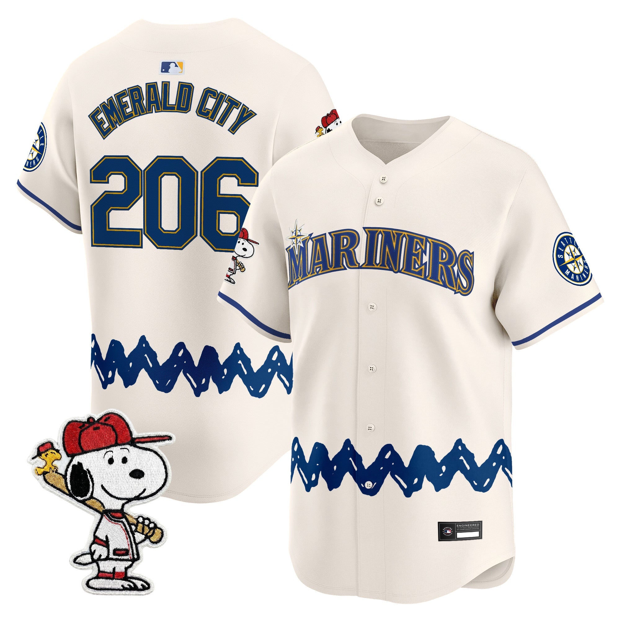 Men's Seattle Mariners x Peanuts Vapor Premier Limited Jersey - Stitched
