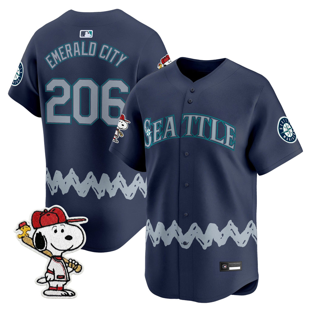 Men's Seattle Mariners x Peanuts Vapor Premier Limited Jersey - Stitched