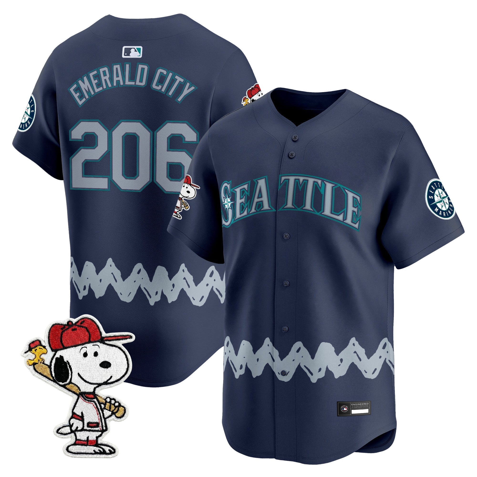 Men's Seattle Mariners x Peanuts Vapor Premier Limited Jersey - Stitched