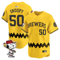 Men's Milwaukee Brewers x Peanuts Vapor Premier Limited Jersey - Stitched