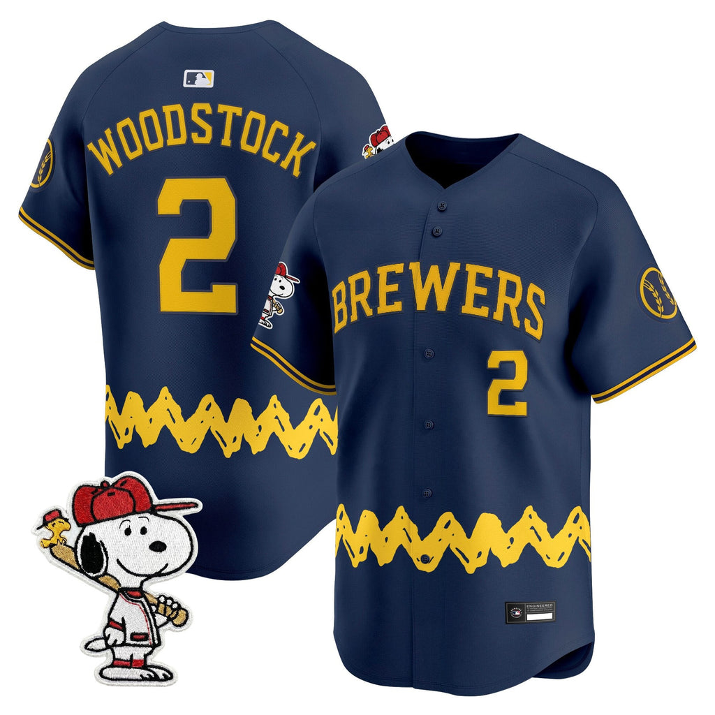 Men's Milwaukee Brewers x Peanuts Vapor Premier Limited Jersey - Stitched