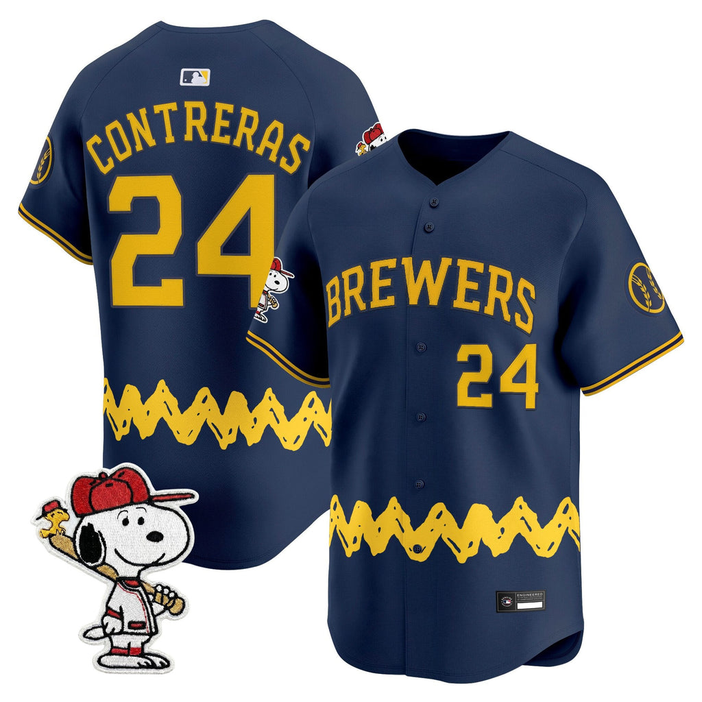 Men's Milwaukee Brewers x Peanuts Vapor Premier Limited Jersey - Stitched