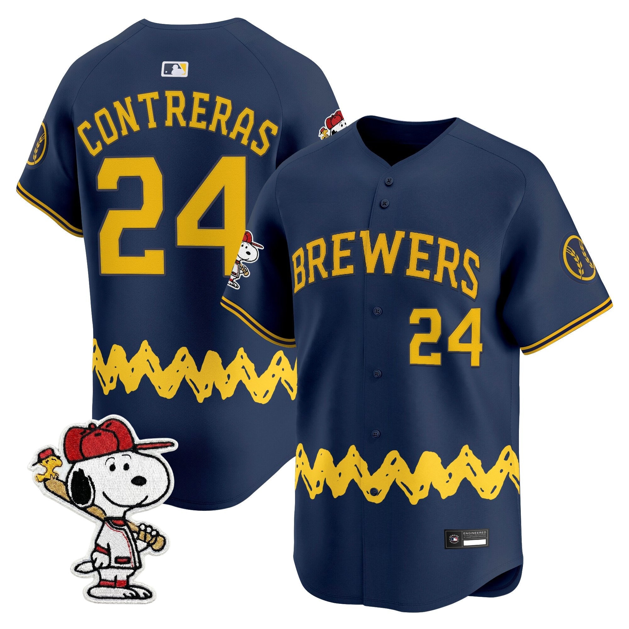Men's Milwaukee Brewers x Peanuts Vapor Premier Limited Jersey - Stitched