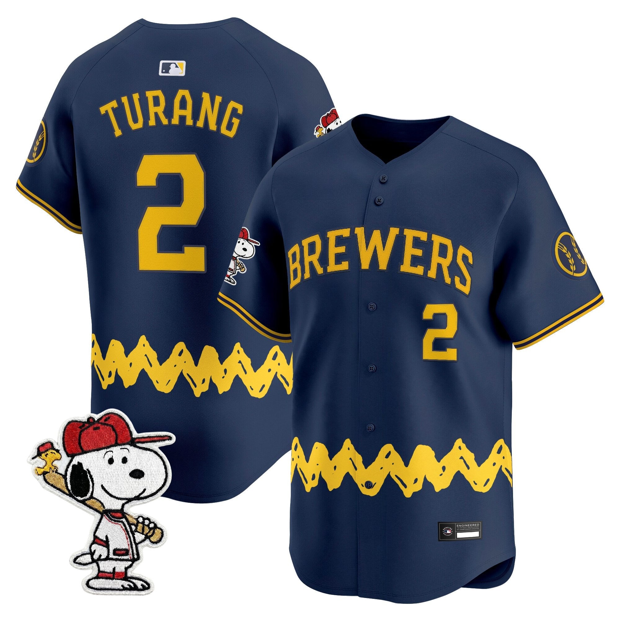 Men's Milwaukee Brewers x Peanuts Vapor Premier Limited Jersey - Stitched