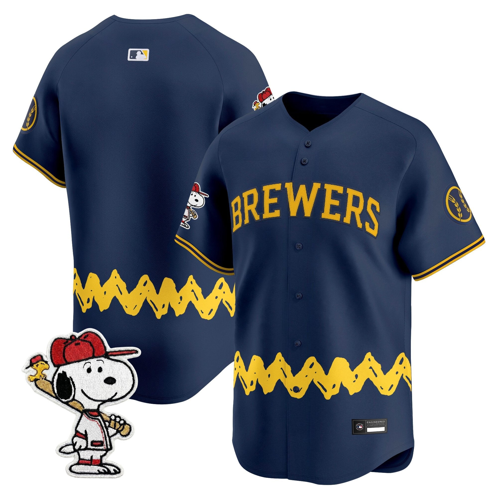 Men's Milwaukee Brewers x Peanuts Vapor Premier Limited Jersey - Stitched
