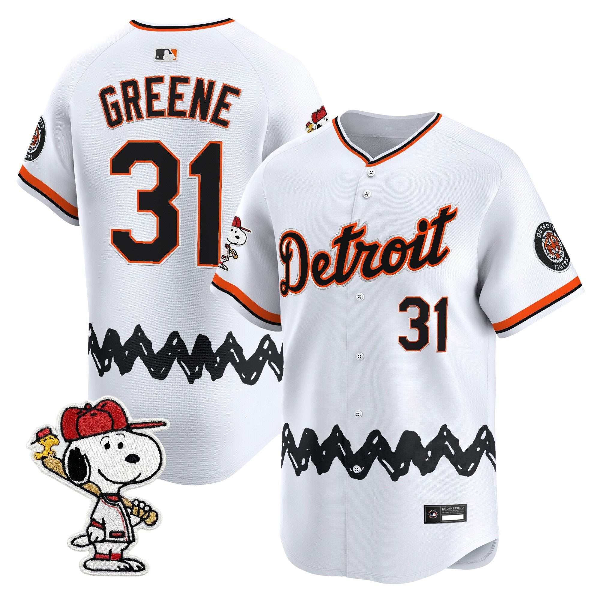 Men's Detroit Tigers x Peanuts Vapor Premier Limited Jersey - Stitched