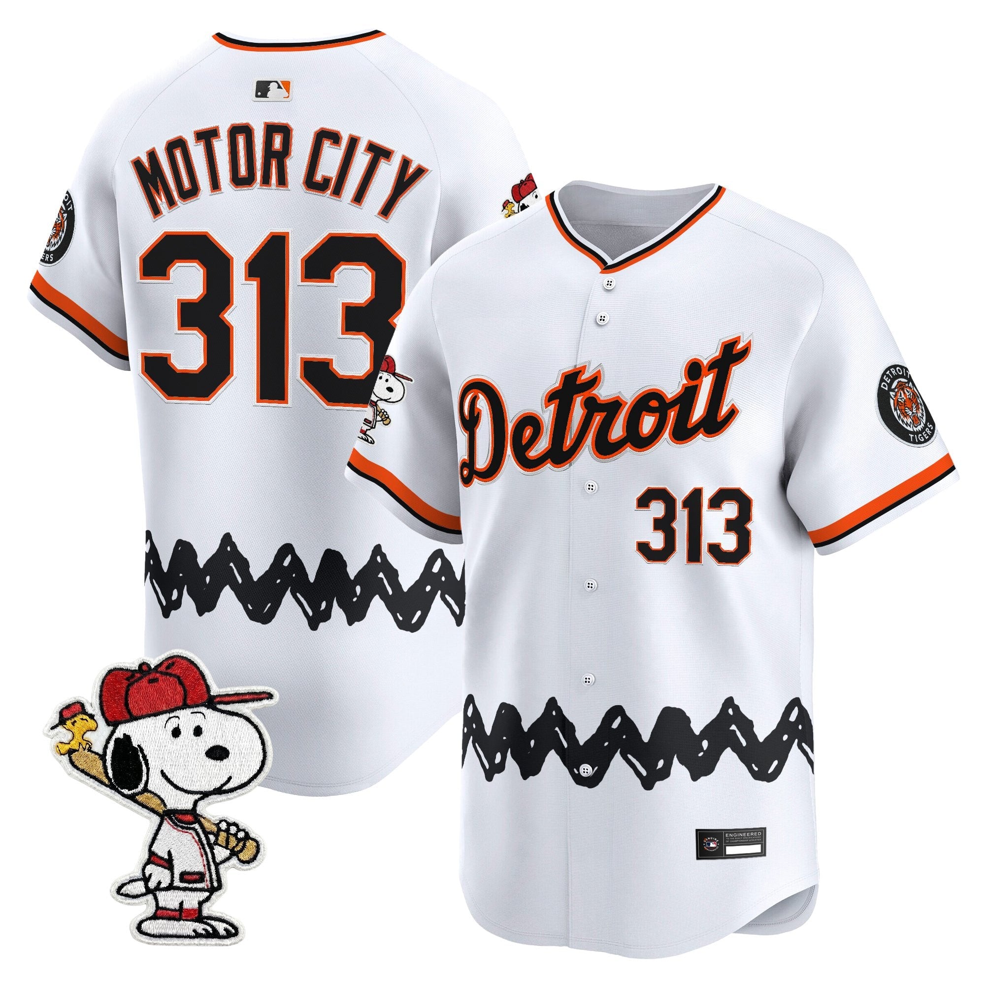Men's Detroit Tigers x Peanuts Vapor Premier Limited Jersey - Stitched