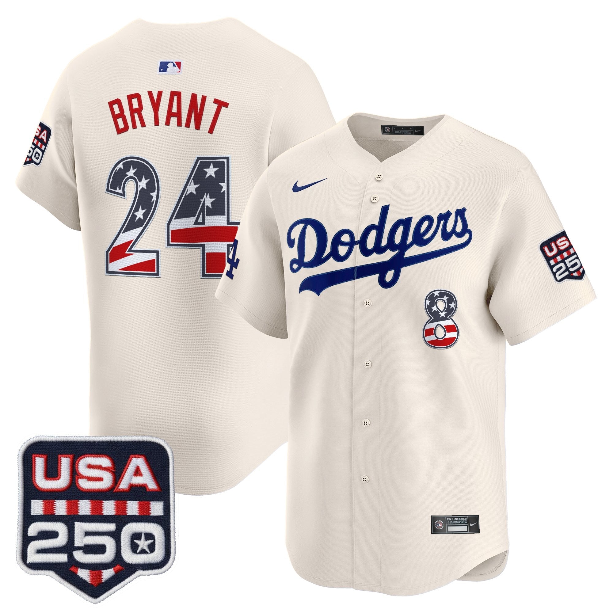 Men's Los Angeles Dodgers USA 250 Fourth of July Vapor Premier Limited Jersey - All Stitched