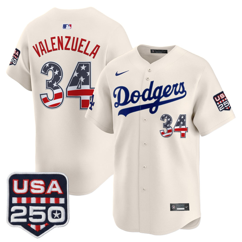 Men's Los Angeles Dodgers USA 250 Fourth of July Vapor Premier Limited Jersey - All Stitched