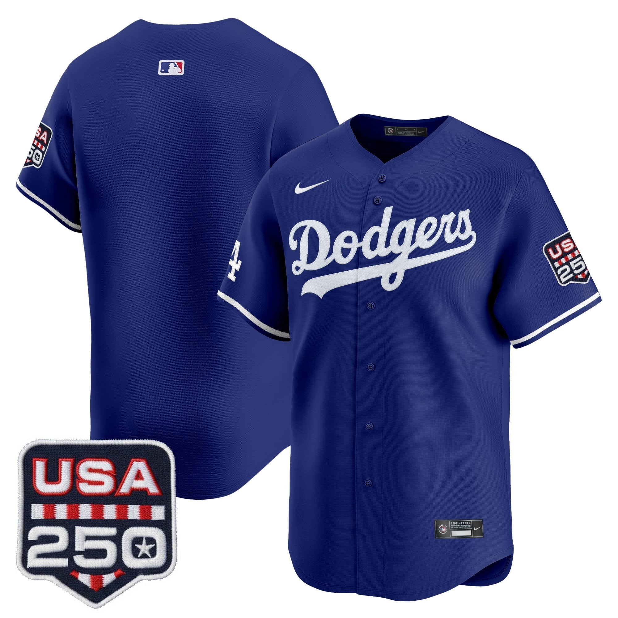Men's Los Angeles Dodgers USA 250 Fourth of July Vapor Premier Limited Jersey - All Stitched