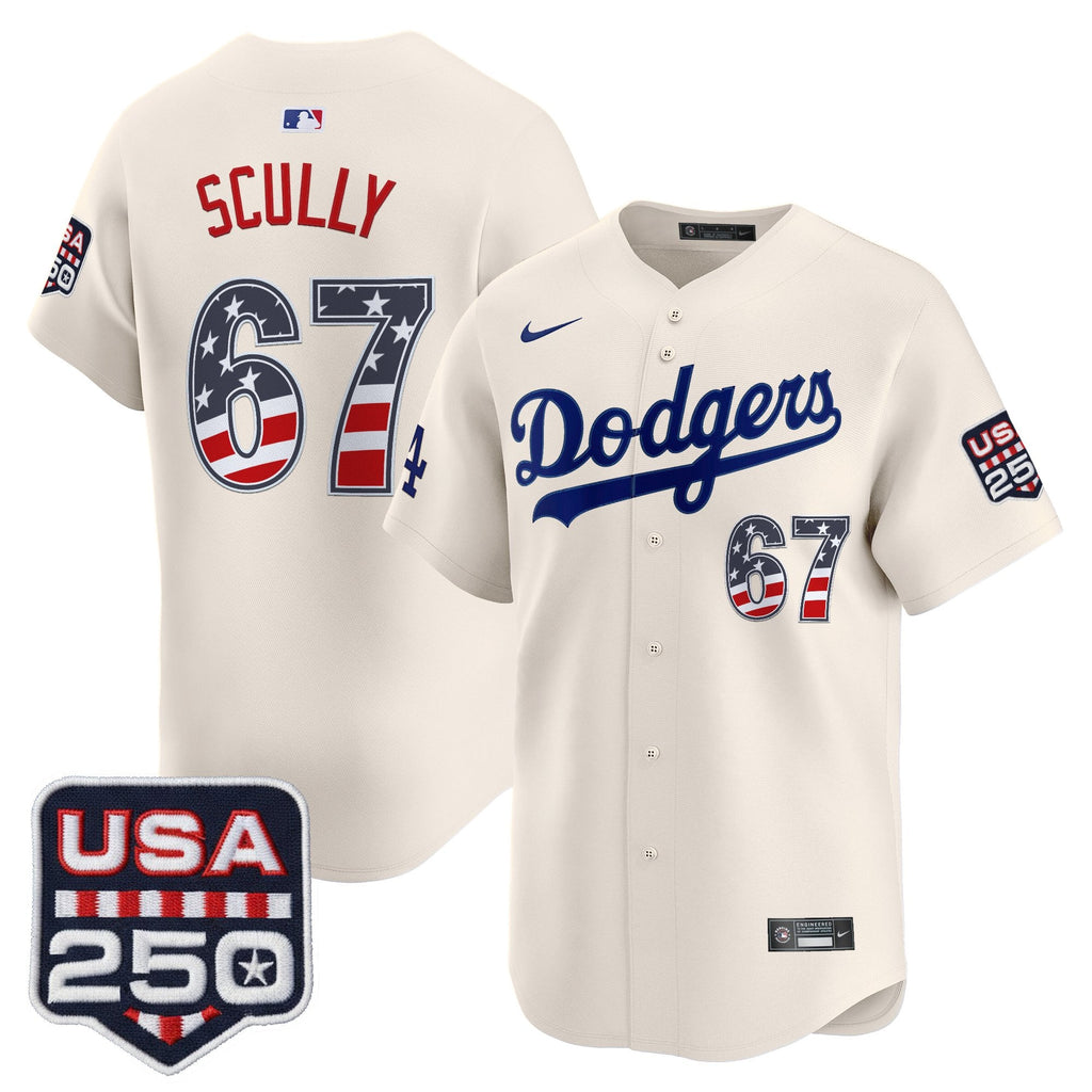 Men's Los Angeles Dodgers USA 250 Fourth of July Vapor Premier Limited Jersey - All Stitched