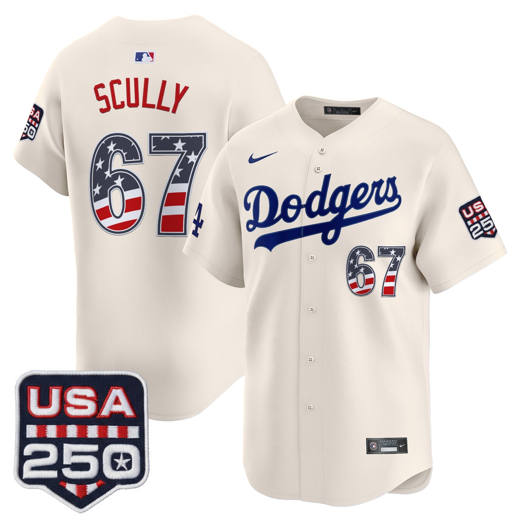 Men's Los Angeles Dodgers USA 250 Fourth of July Vapor Premier Limited Jersey - All Stitched