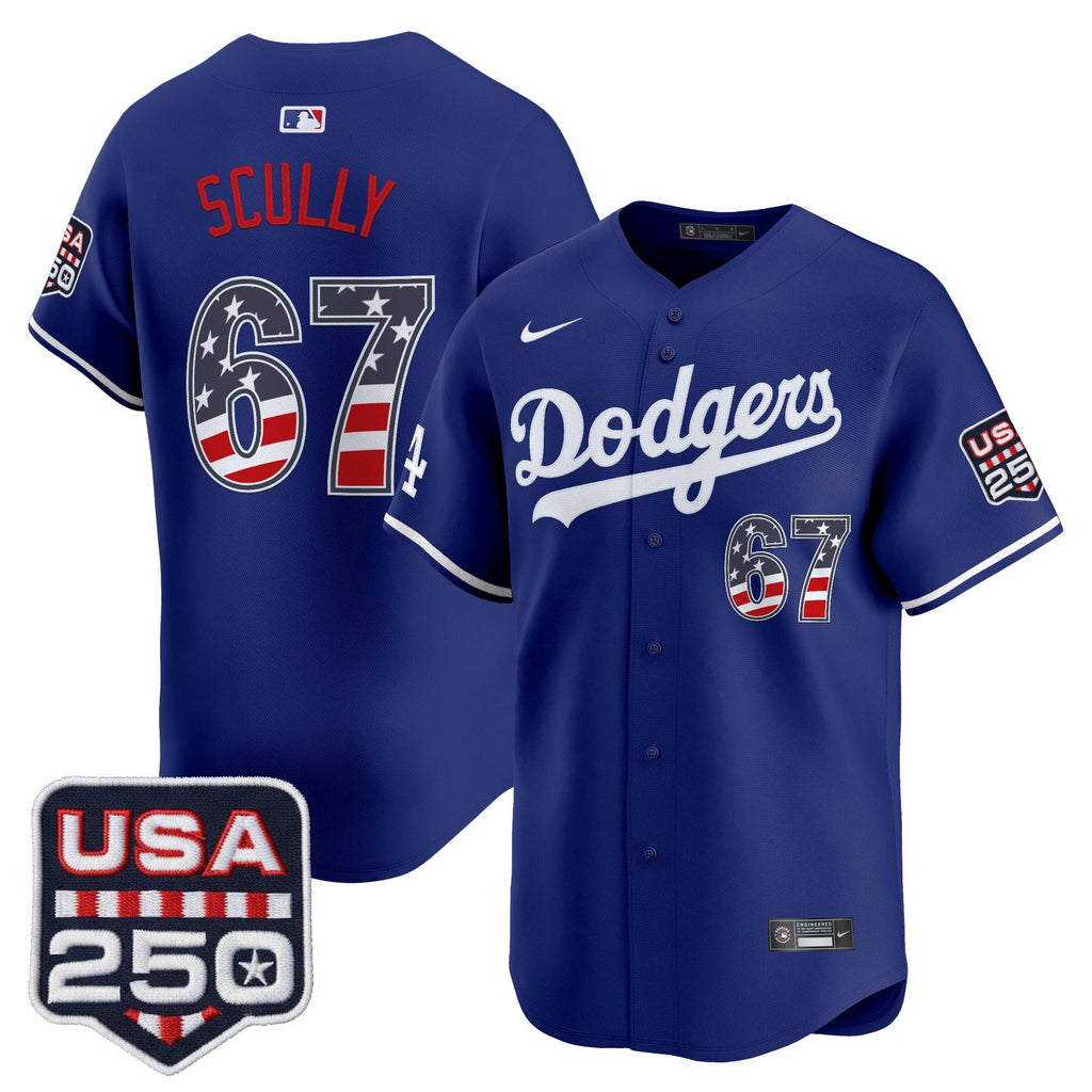 Men's Los Angeles Dodgers USA 250 Fourth of July Vapor Premier Limited Jersey - All Stitched