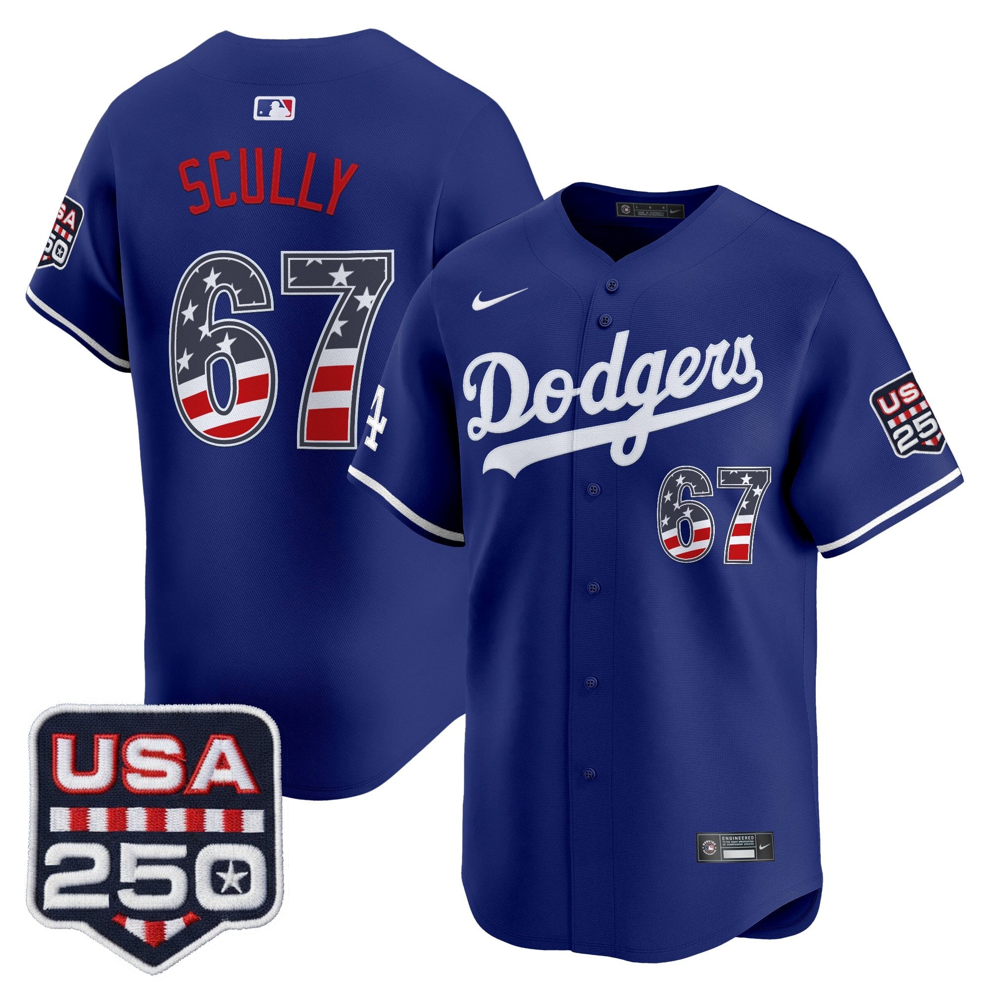 Men's Los Angeles Dodgers USA 250 Fourth of July Vapor Premier Limited Jersey - All Stitched