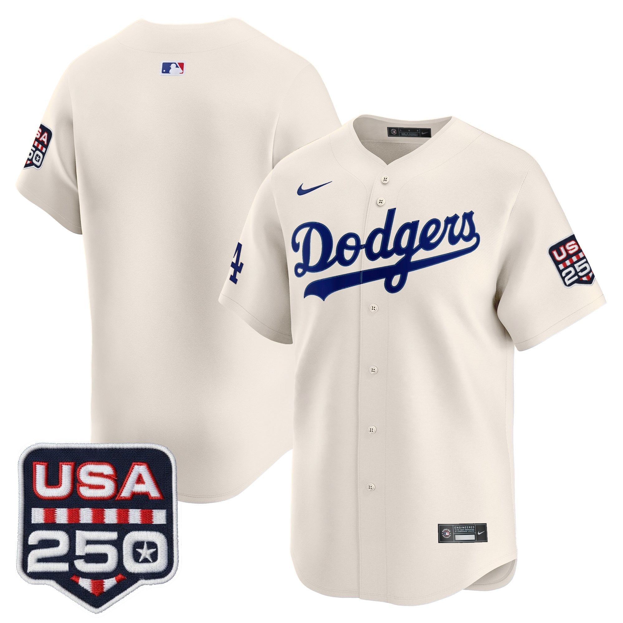 Men's Los Angeles Dodgers USA 250 Fourth of July Vapor Premier Limited Jersey - All Stitched