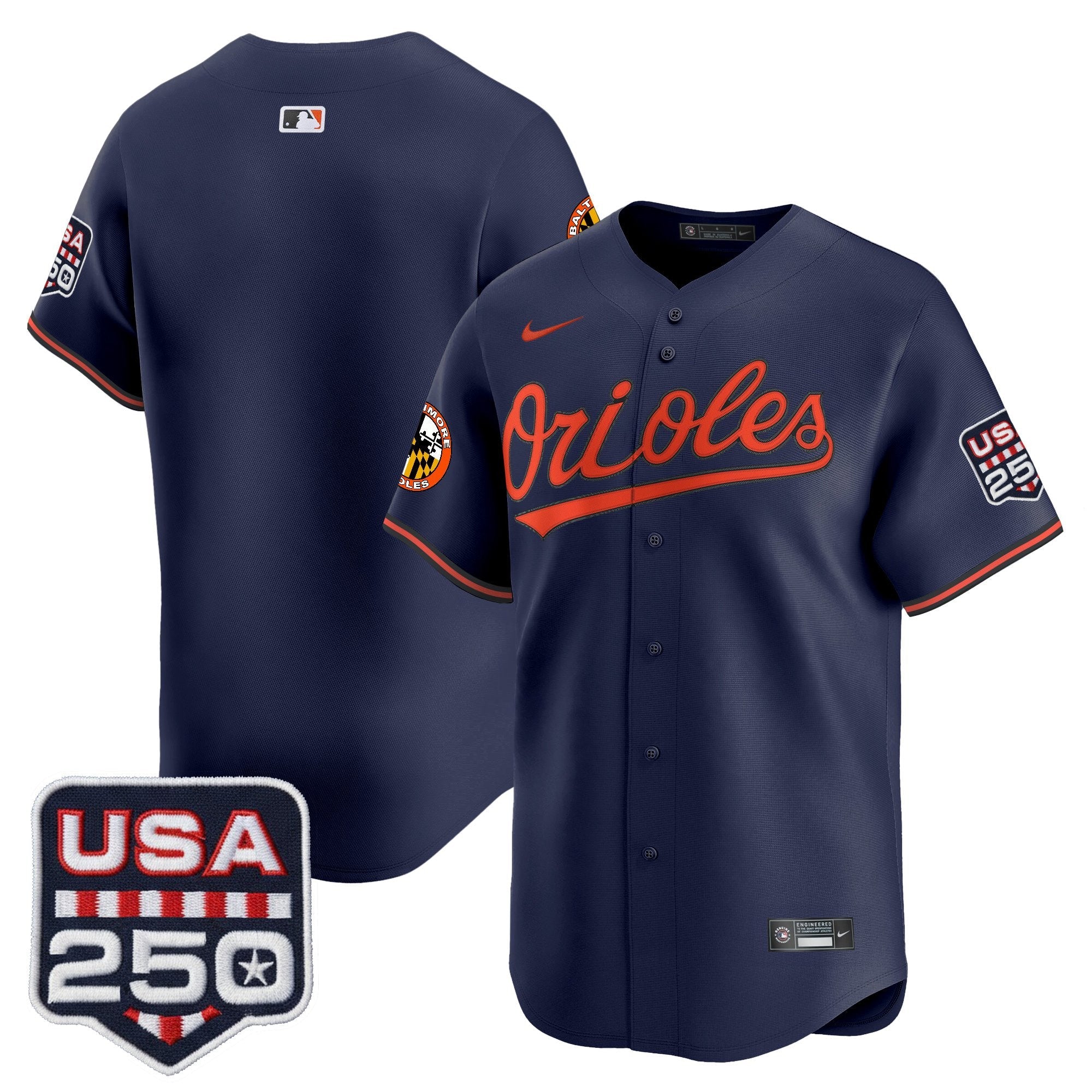 Men's Baltimore Orioles USA 250 Fourth of July Vapor Premier Limited Jersey - All Stitched