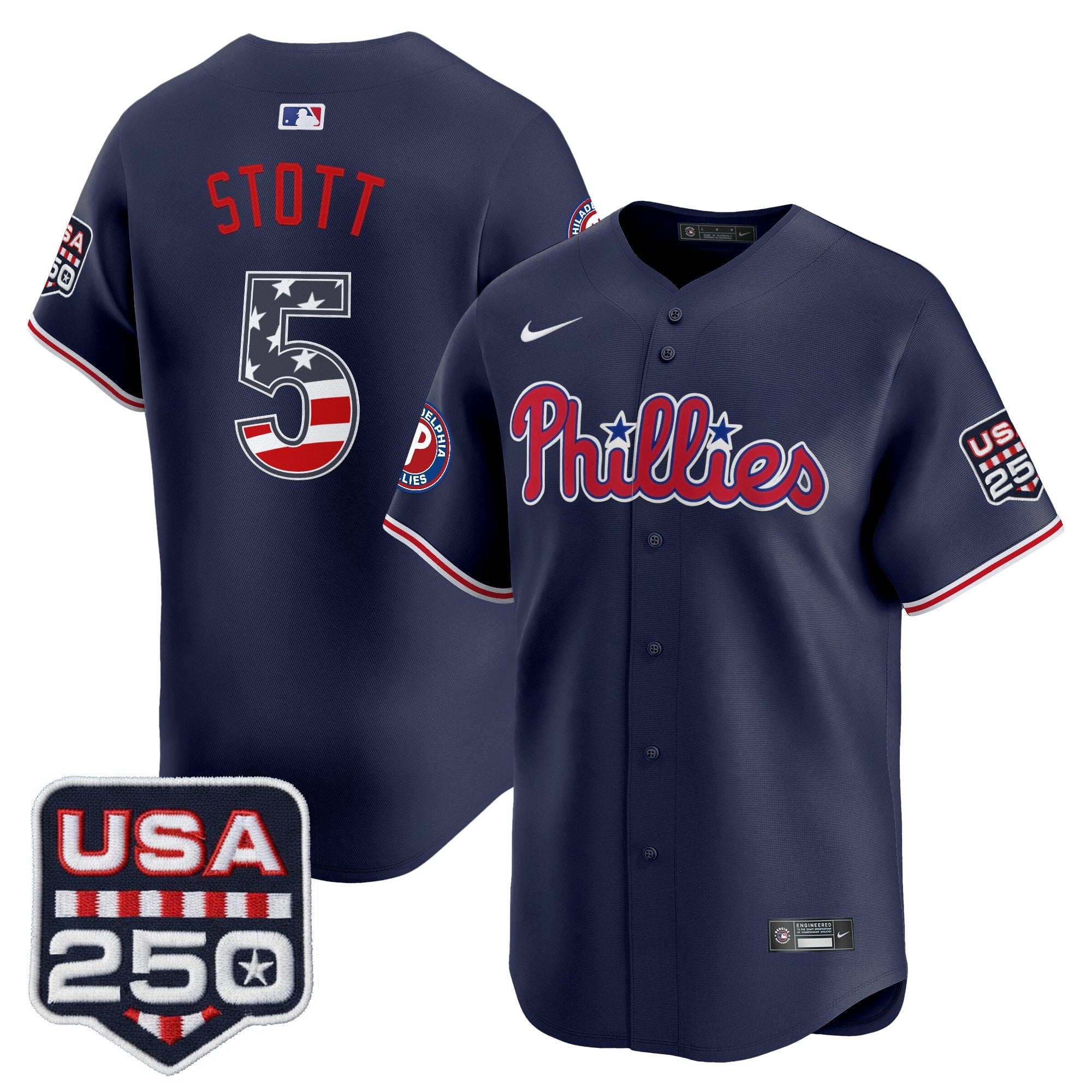Men's Philadelphia Phillies USA 250 Fourth of July Vapor Premier Limited Jersey - All Stitched