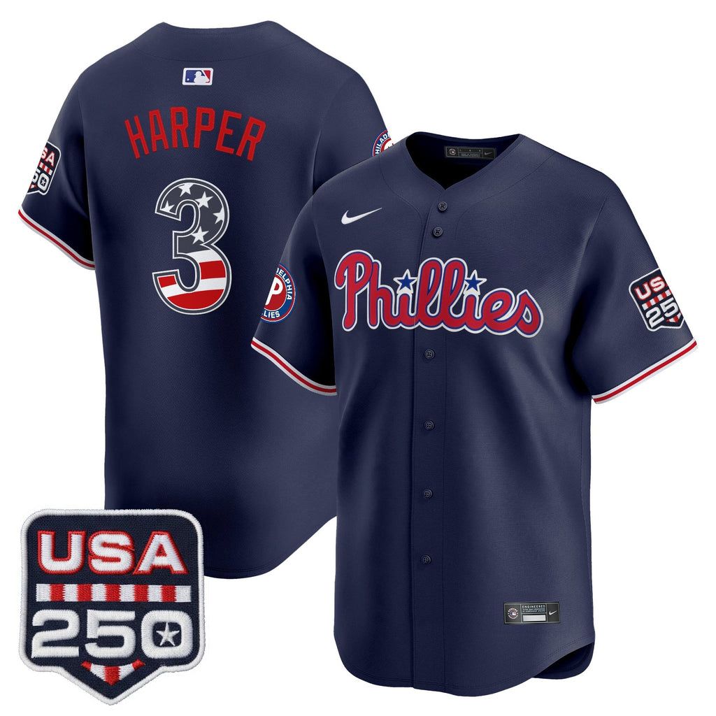 Men's Philadelphia Phillies USA 250 Fourth of July Vapor Premier Limited Jersey - All Stitched