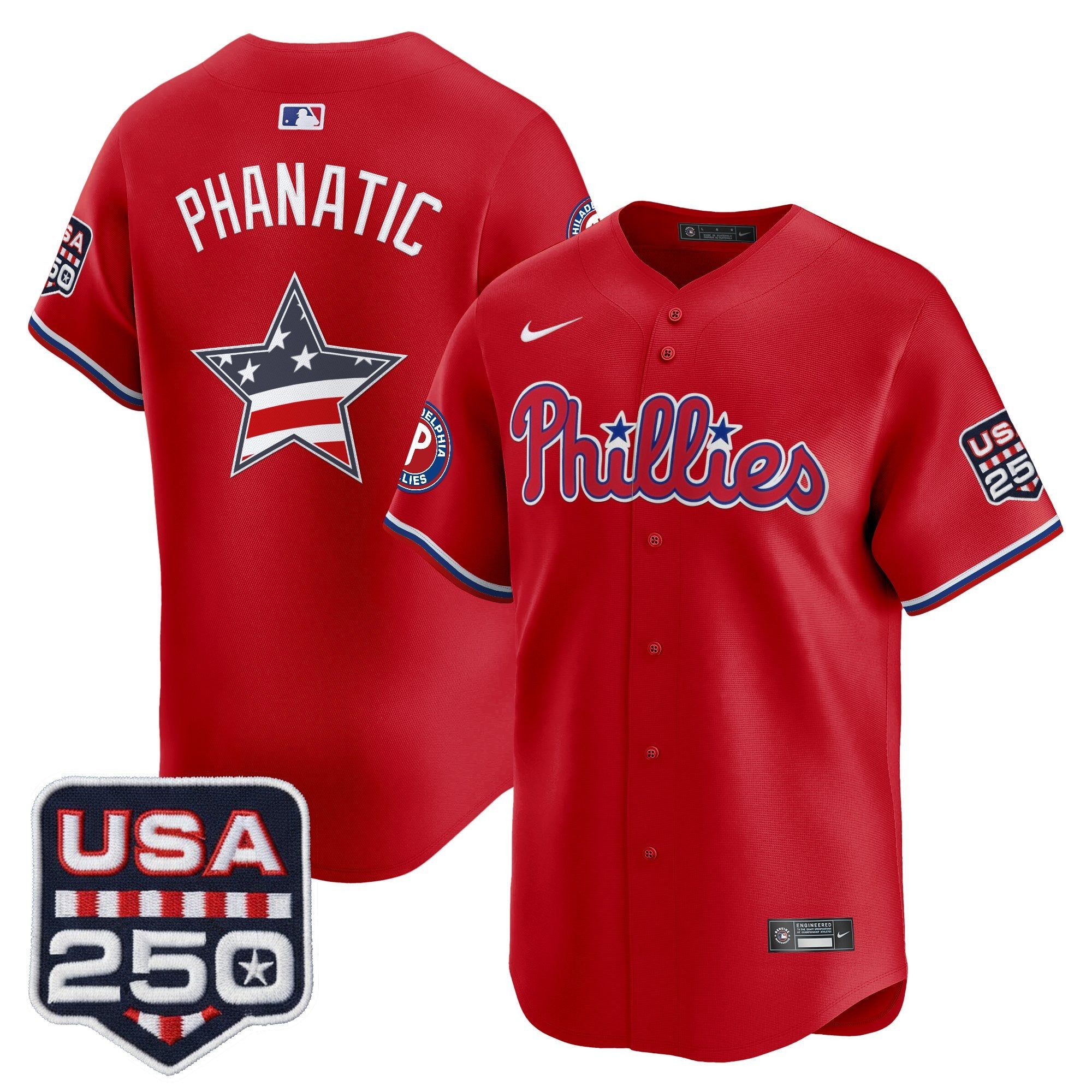Men's Philadelphia Phillies USA 250 Fourth of July Vapor Premier Limited Jersey - All Stitched
