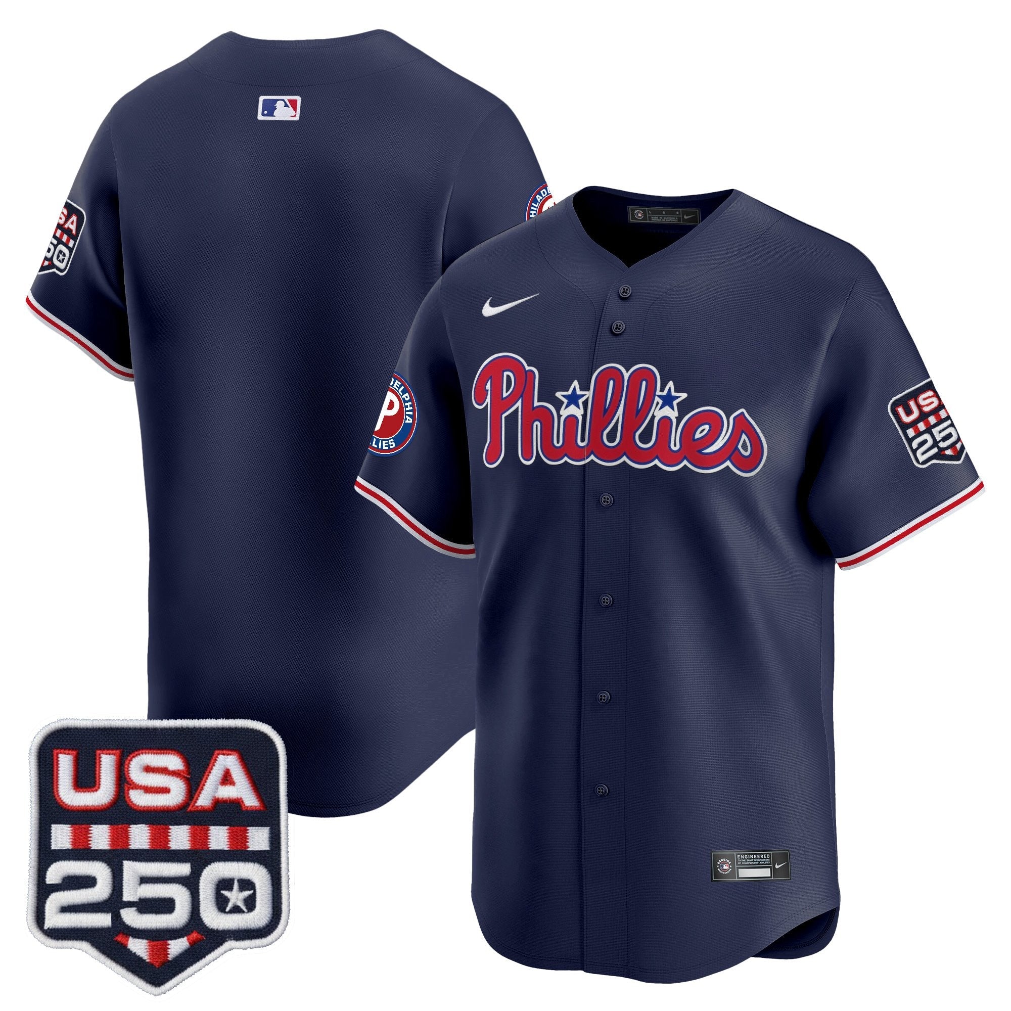 Men's Philadelphia Phillies USA 250 Fourth of July Vapor Premier Limited Jersey - All Stitched