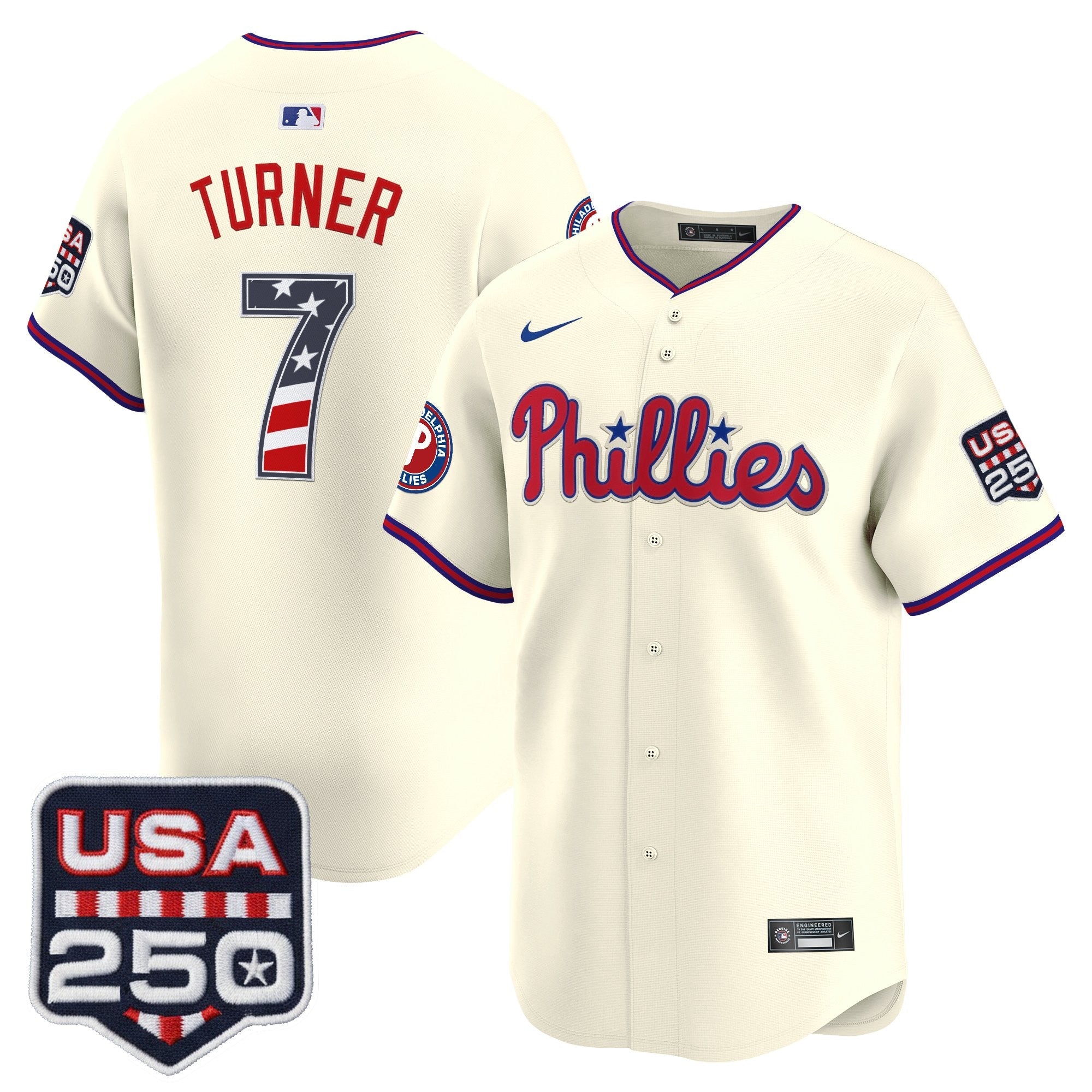 Men's Philadelphia Phillies USA 250 Fourth of July Vapor Premier Limited Jersey - All Stitched
