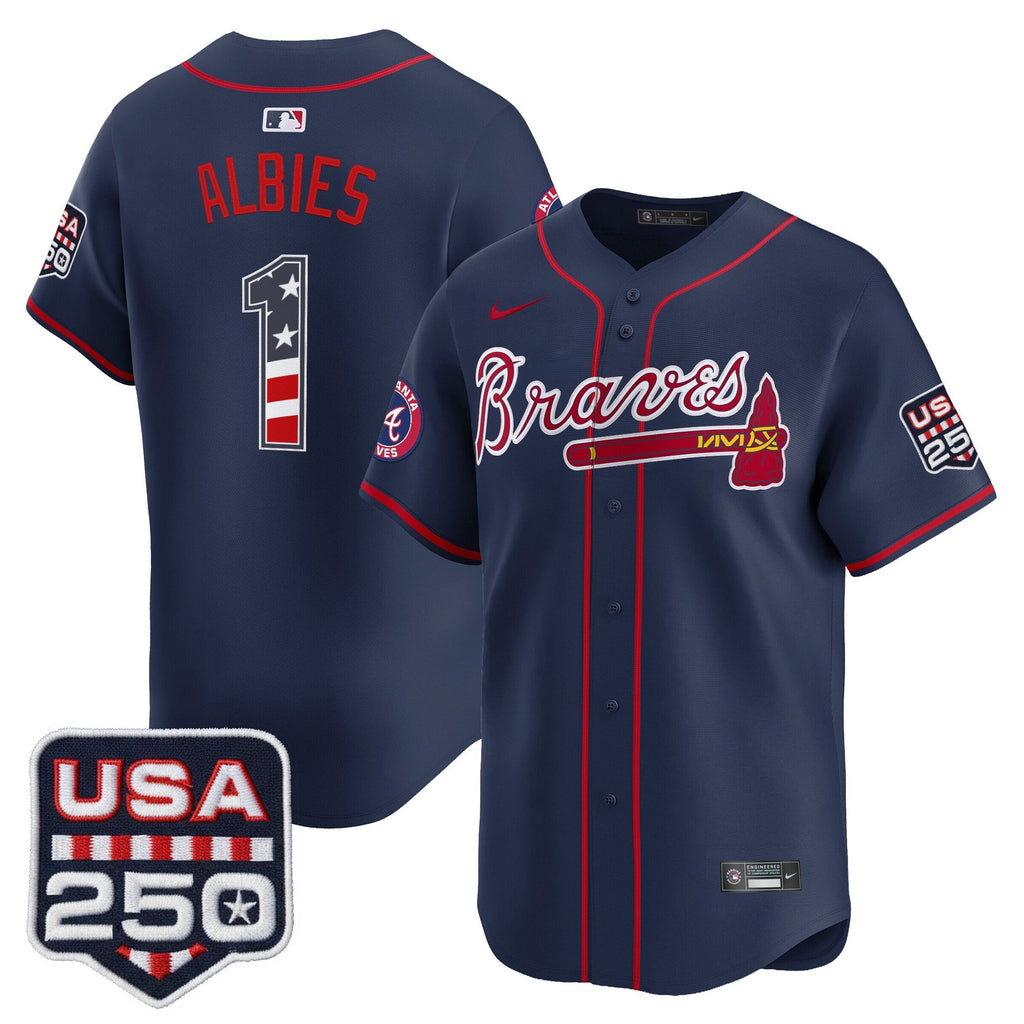 Men's Atlanta Braves USA 250 Fourth of July Vapor Premier Limited Jersey - All Stitched