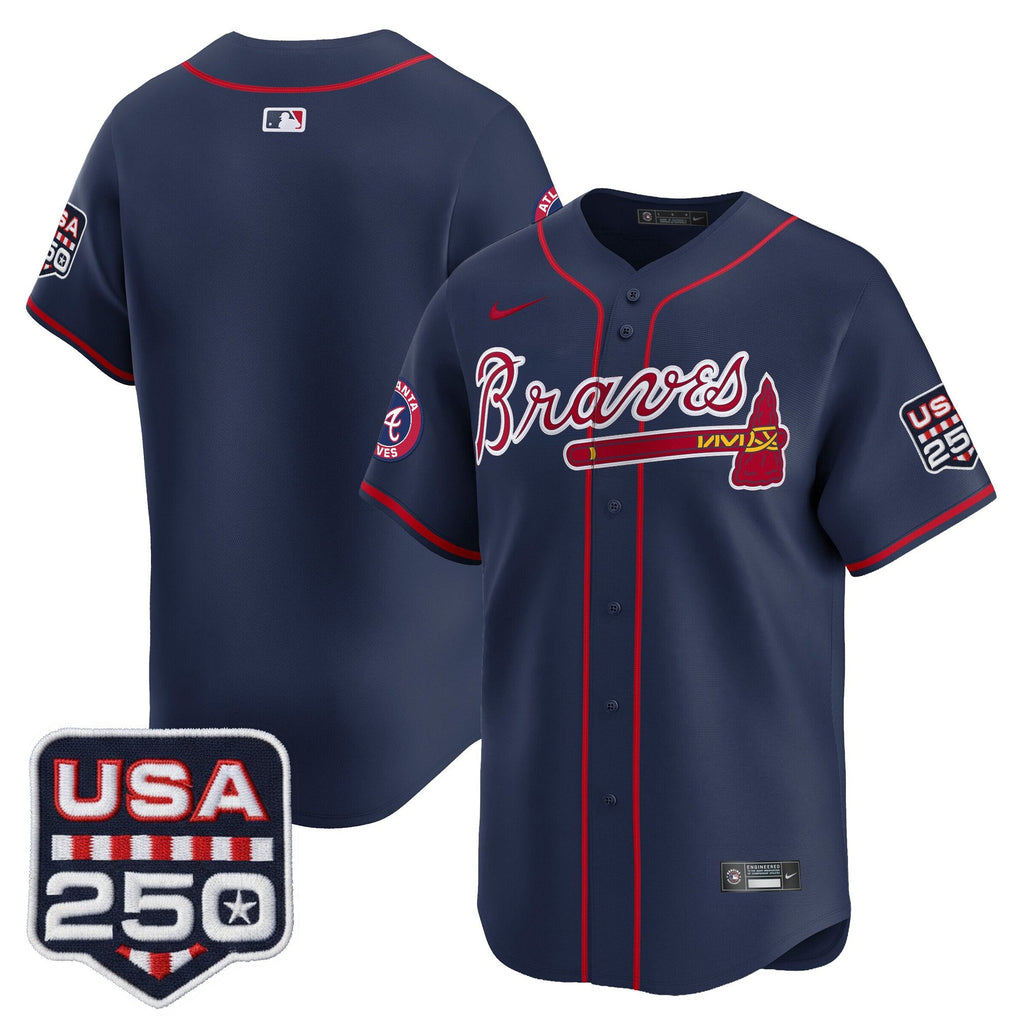 Men's Atlanta Braves USA 250 Fourth of July Vapor Premier Limited Jersey - All Stitched