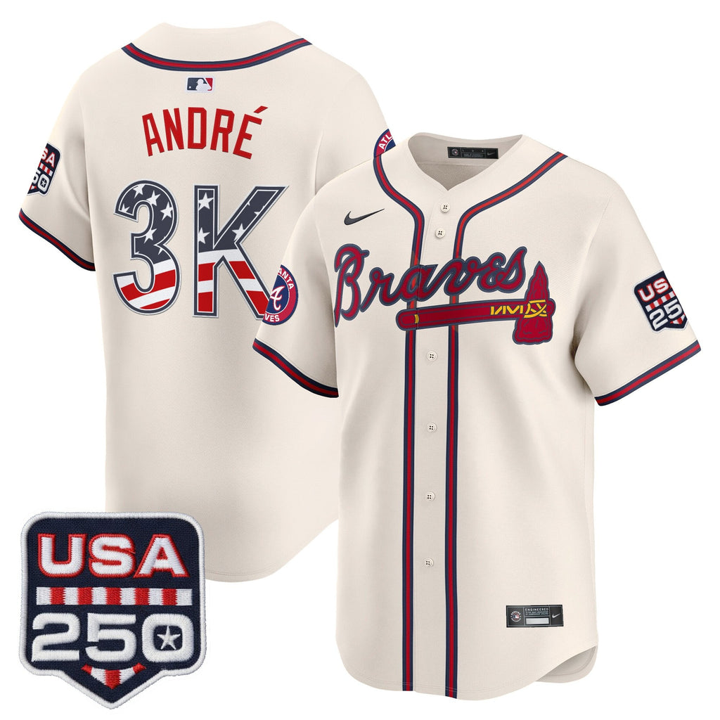 Men's Atlanta Braves USA 250 Fourth of July Vapor Premier Limited Jersey - All Stitched