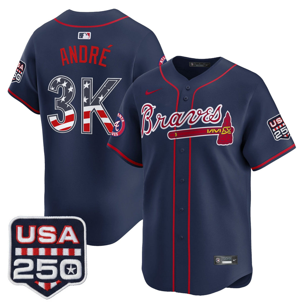 Men's Atlanta Braves USA 250 Fourth of July Vapor Premier Limited Jersey - All Stitched