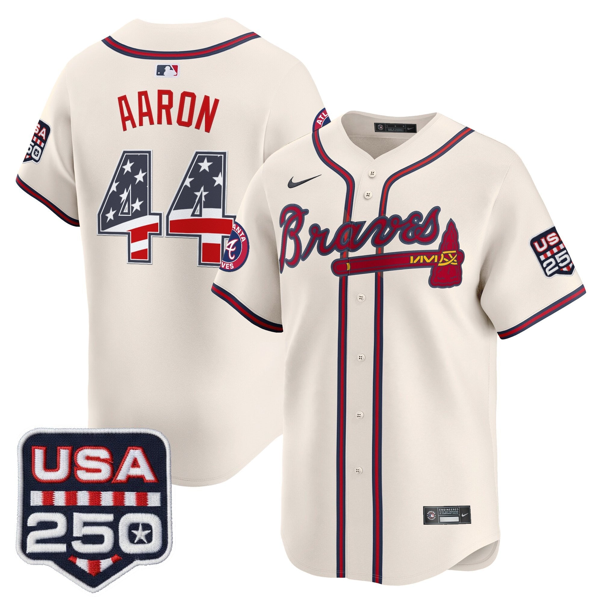 Men's Atlanta Braves USA 250 Fourth of July Vapor Premier Limited Jersey - All Stitched