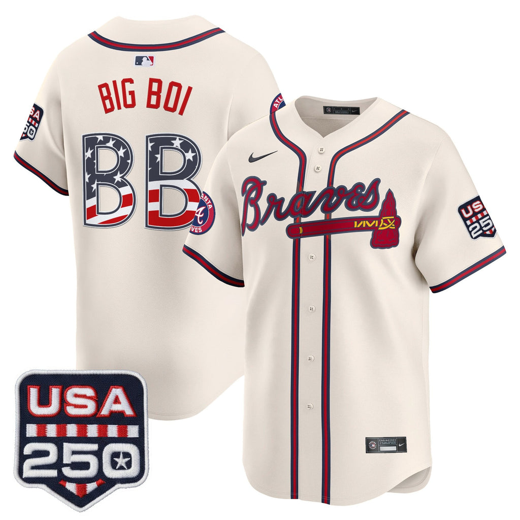 Men's Atlanta Braves USA 250 Fourth of July Vapor Premier Limited Jersey - All Stitched