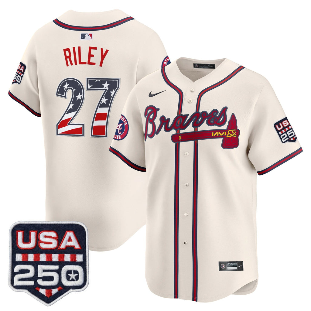 Men's Atlanta Braves USA 250 Fourth of July Vapor Premier Limited Jersey - All Stitched