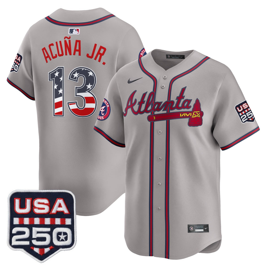 Men's Atlanta Braves USA 250 Fourth of July Vapor Premier Limited Jersey - All Stitched