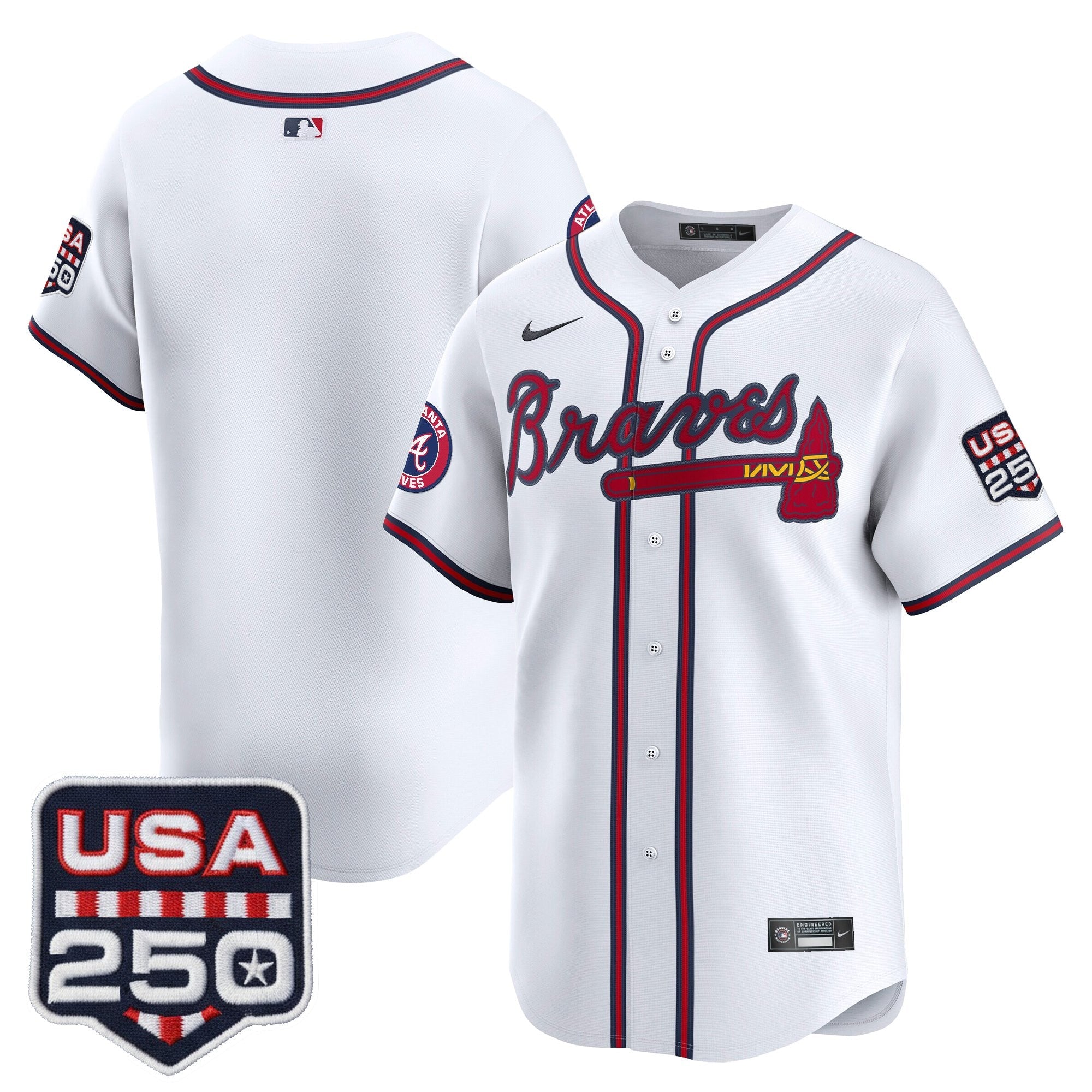 Men's Atlanta Braves USA 250 Fourth of July Vapor Premier Limited Jersey - All Stitched