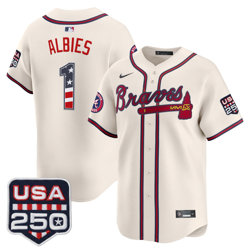 Men's Atlanta Braves USA 250 Fourth of July Vapor Premier Limited Jersey - All Stitched