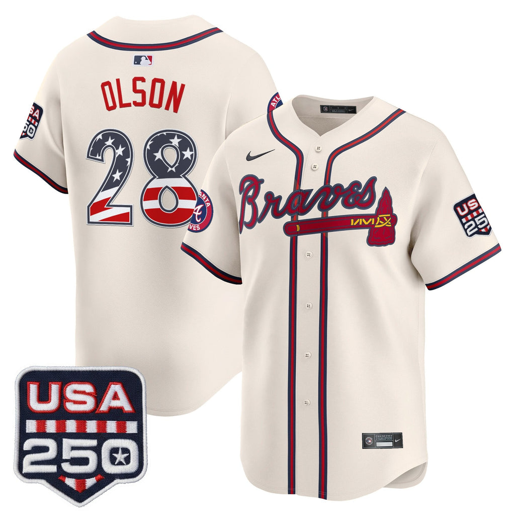 Men's Atlanta Braves USA 250 Fourth of July Vapor Premier Limited Jersey - All Stitched