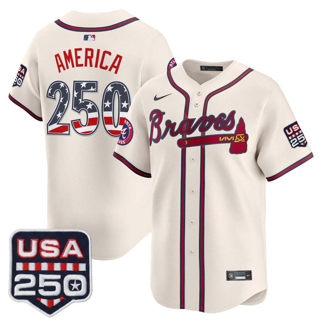 Men's Atlanta Braves USA 250 Fourth of July Vapor Premier Limited Jersey - All Stitched