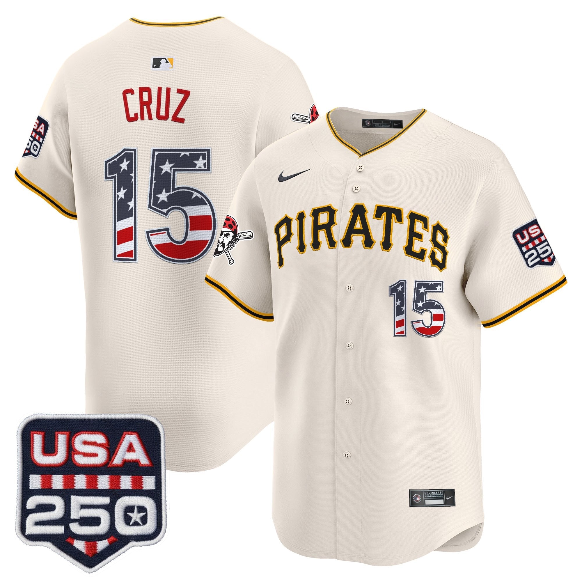 Men's Pittsburgh Pirates USA 250 Fourth of July Vapor Premier Limited Jersey - All Stitched