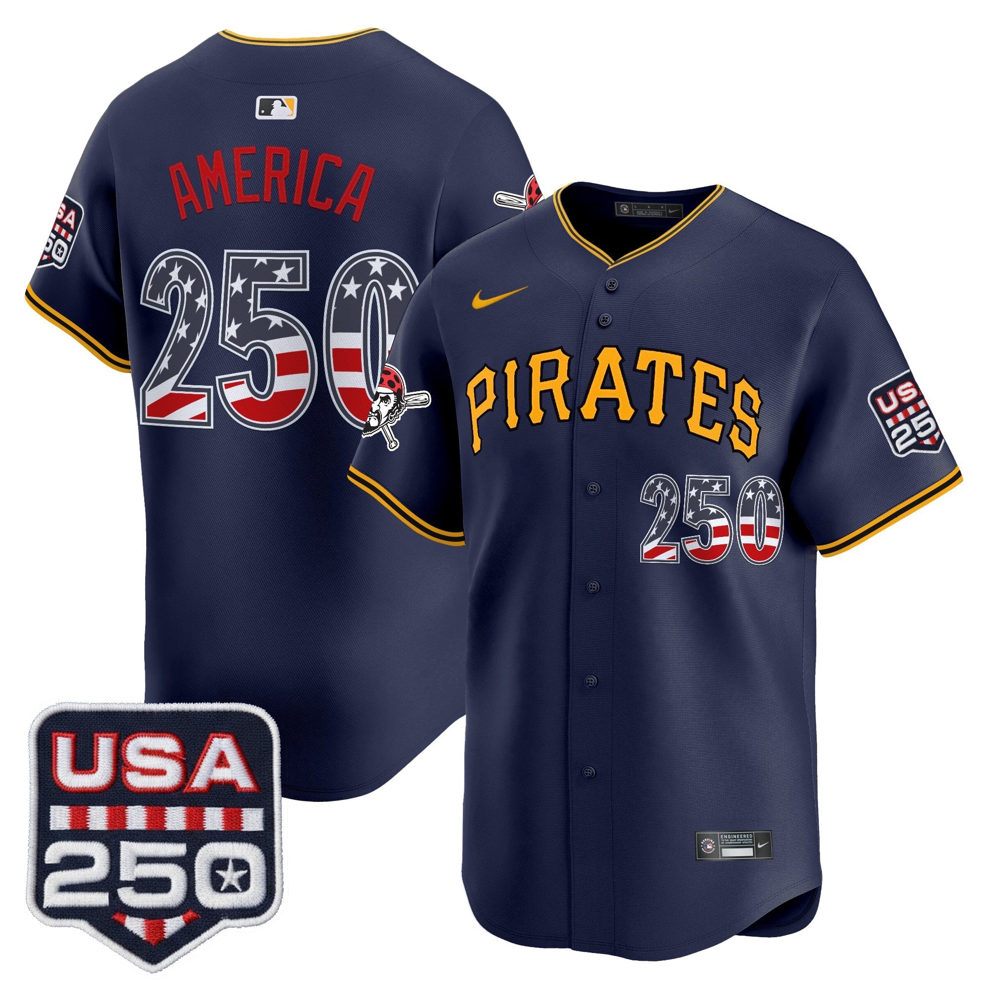 Men's Pittsburgh Pirates USA 250 Fourth of July Vapor Premier Limited Jersey - All Stitched