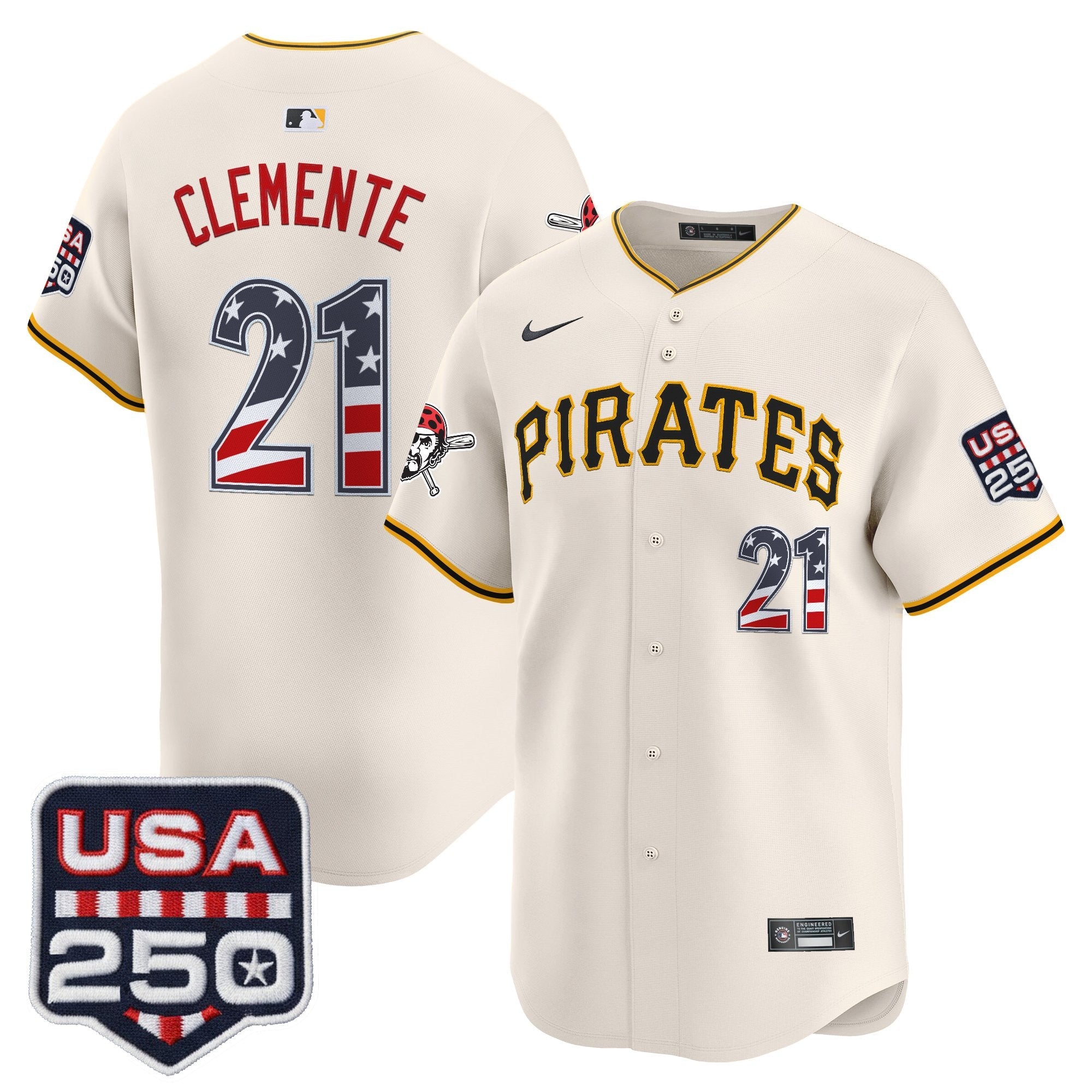 Men's Pittsburgh Pirates USA 250 Fourth of July Vapor Premier Limited Jersey - All Stitched